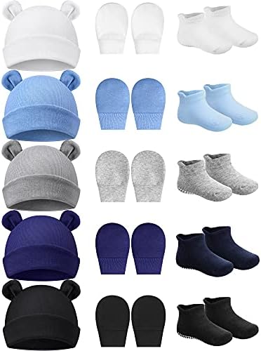 Baby Ears Newborn Hats Mittens and Socks Set for Boys Girls Beanie Hat 0-6 Month