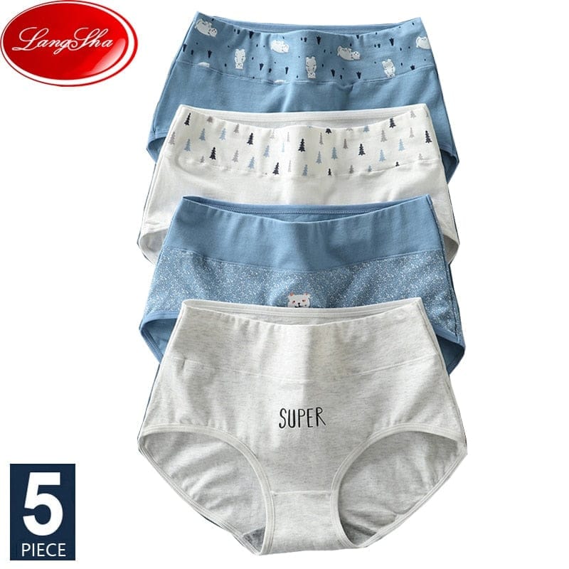 5Pcs/lot Women Panties High Waist Breathable Soft Cotton Underwear