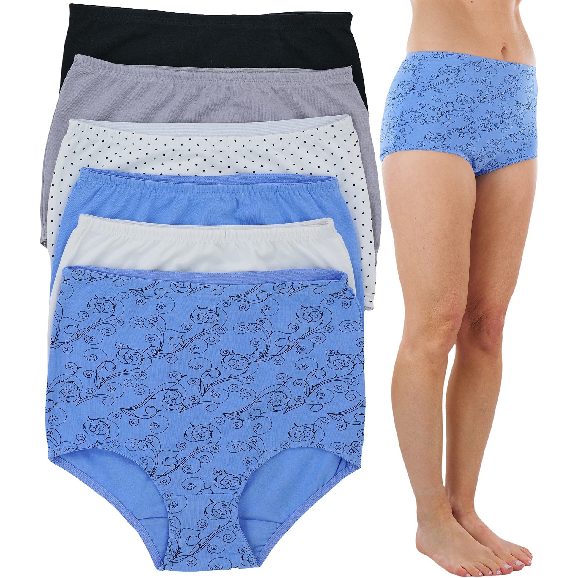 6-Pack: ToBeInStyle Women's High Waisted Solids and Prints Gridle Panties Women's Swimwear & Lingerie S - DailySale