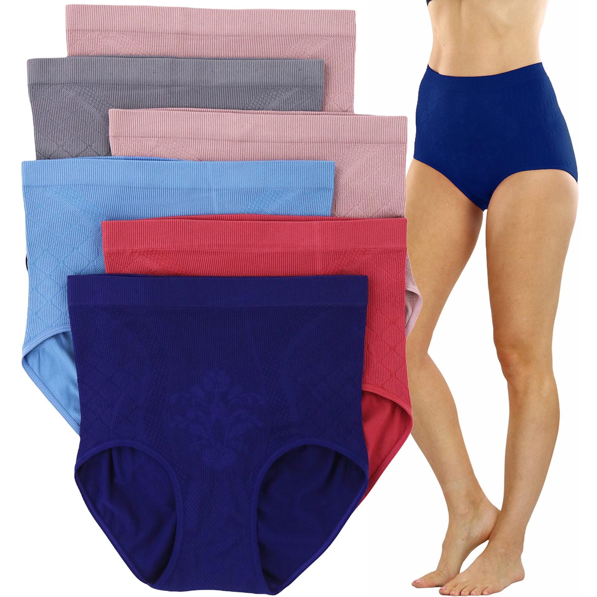 6-Pack: ToBeInStyle Women's Soft Pastel Floral Front High-Waisted Briefs Women's Swimwear & Lingerie 2X - DailySale