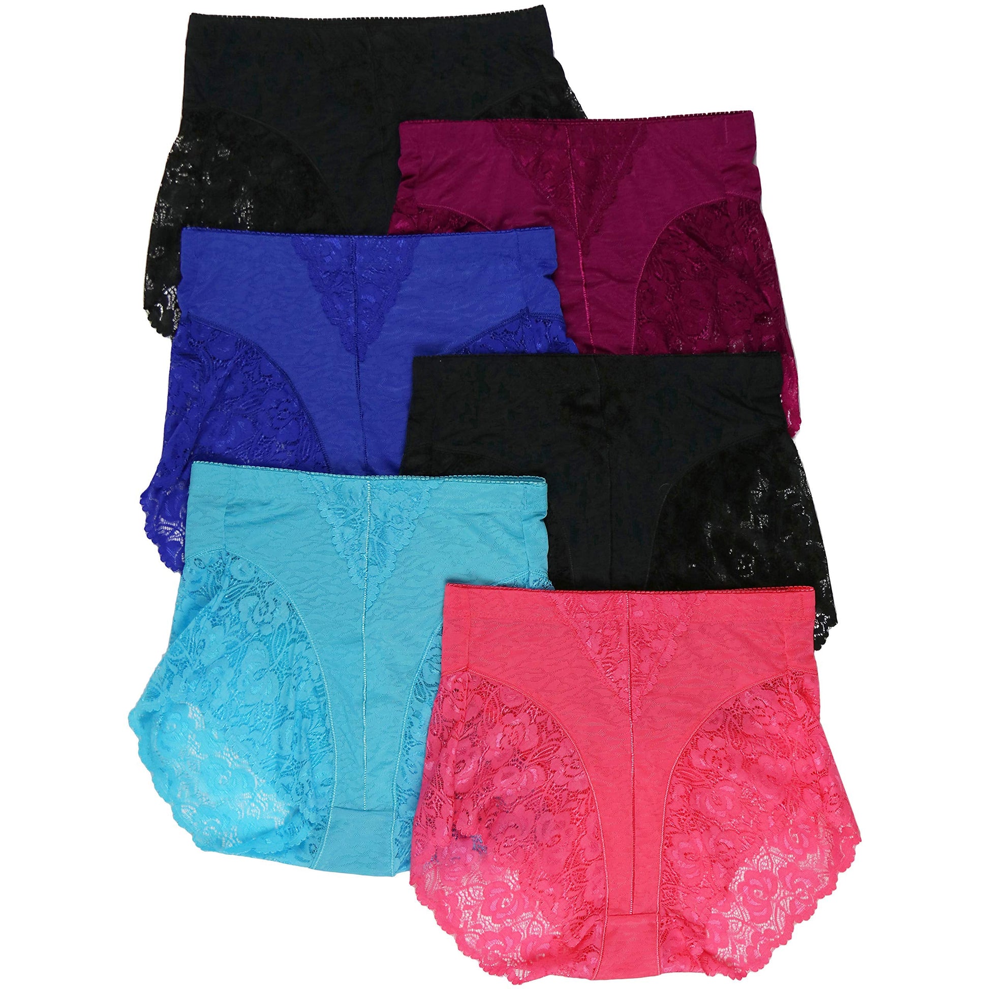 6-Pack: Women's High Rise Exquisite Lace Leg Opening Design Assorted Briefs Women's Swimwear & Lingerie S - DailySale